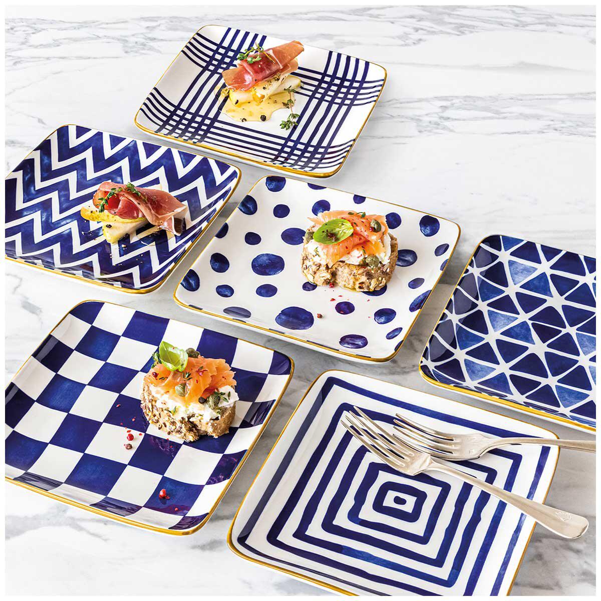 over&back Appetiser Square Plates 6 Piece Set