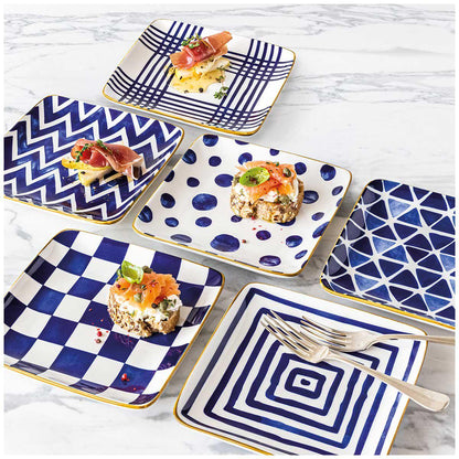 over&back Appetiser Square Plates 6 Piece Set