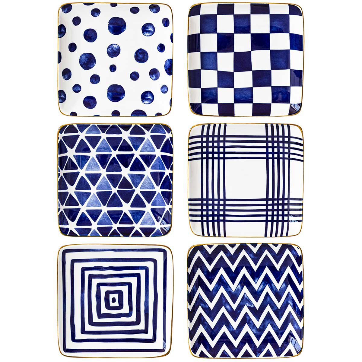 over&back Appetiser Square Plates 6 Piece Set