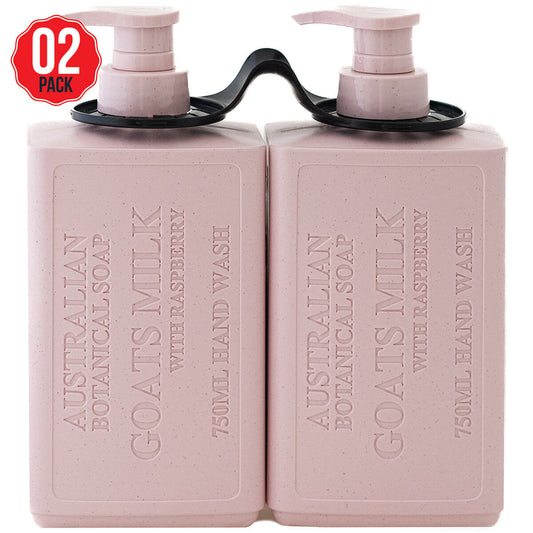 Australian Botanical Soap Hand Wash 2 x 750ml Goats Milk With Raspberry
